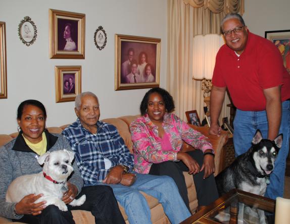 family together in living room