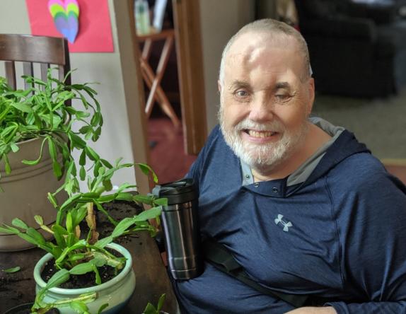 resident and his plants